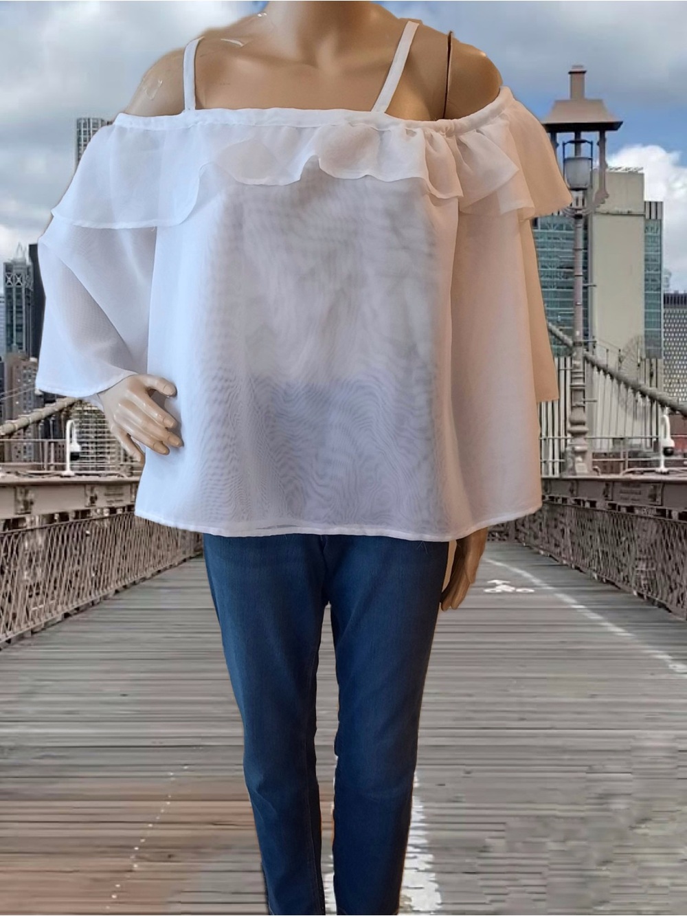 Chiffon Off-Shoulder Blouse NWT